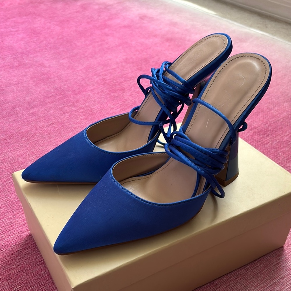 Nasty Gal Blue Lace-Up Heels - Picture 2 of 6